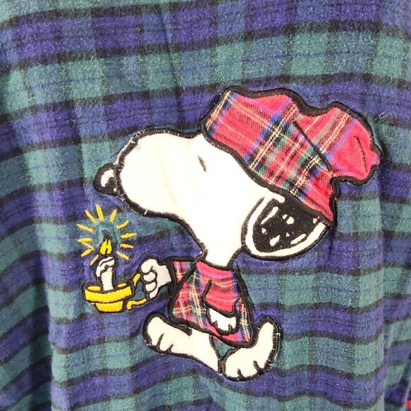 HTF Women's Vintage UFS Inc Peanuts Collection Snoopy Plaid Flannel Night Gown M - Picture 2 of 9